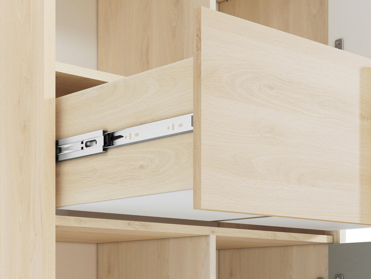 REGALSCHRANK Drop Fjord Buche / weiß / grau 80 / 40 / 199cm - Multicolor/Braun, Holz/Holzwerkstoff (80/199/40cm) - Feldmann-Wohnen