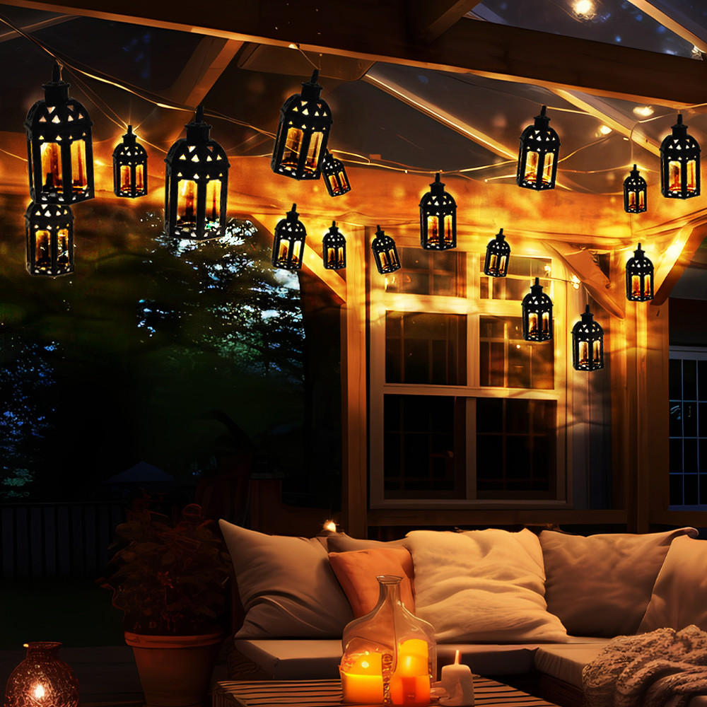 LED AUSSENLEUCHTE Solar Lichterkette Schwarz - Schwarz, Kunststoff (200/3/6cm) - Nowa