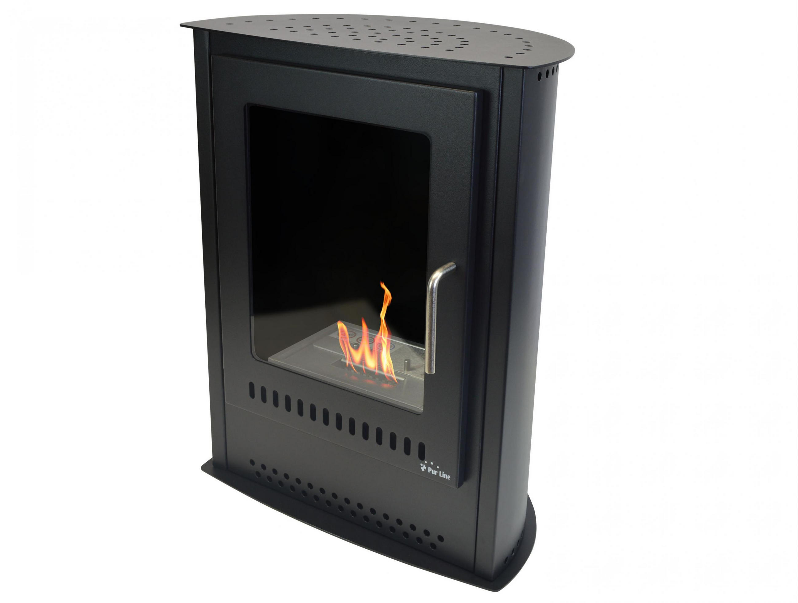 BIOETHANOL-OFEN Schwarz inklusive 1.5 L-Tank und 2 kW Leistung - Schwarz, Metall (48/61/30cm) - Purline