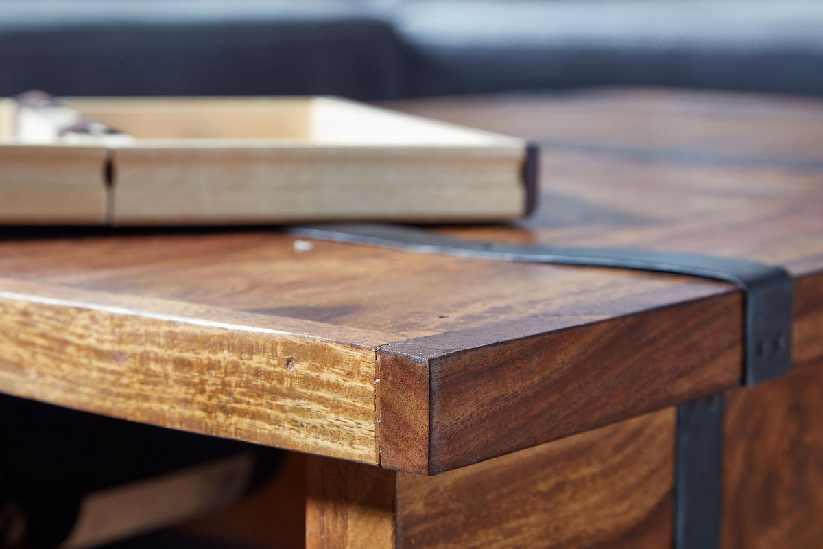 COUCHTISCH Massivholz mit integriertem Weinregal und Stauraum 100x60x40cm - Braun, Holz (100/40/60cm) - KADIMA DESIGN