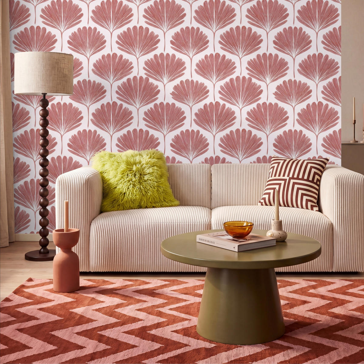 TAPETE - Fächer - Motiv - Terra - 350x220 cm - Rotbraun, Papier (350/220cm) - OnlyWow