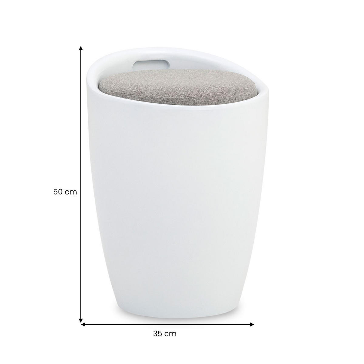 SITZHOCKER DANIEL weiß/grau - Weiß/Grau, Textil (35/50/35cm) - IDIMEX