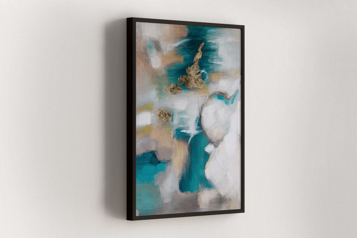 ACRYLBILD HANDGEMALT 75/100 cm - Türkis/Grau, Holz/Textil (75/100cm) - KUNSTLOFT