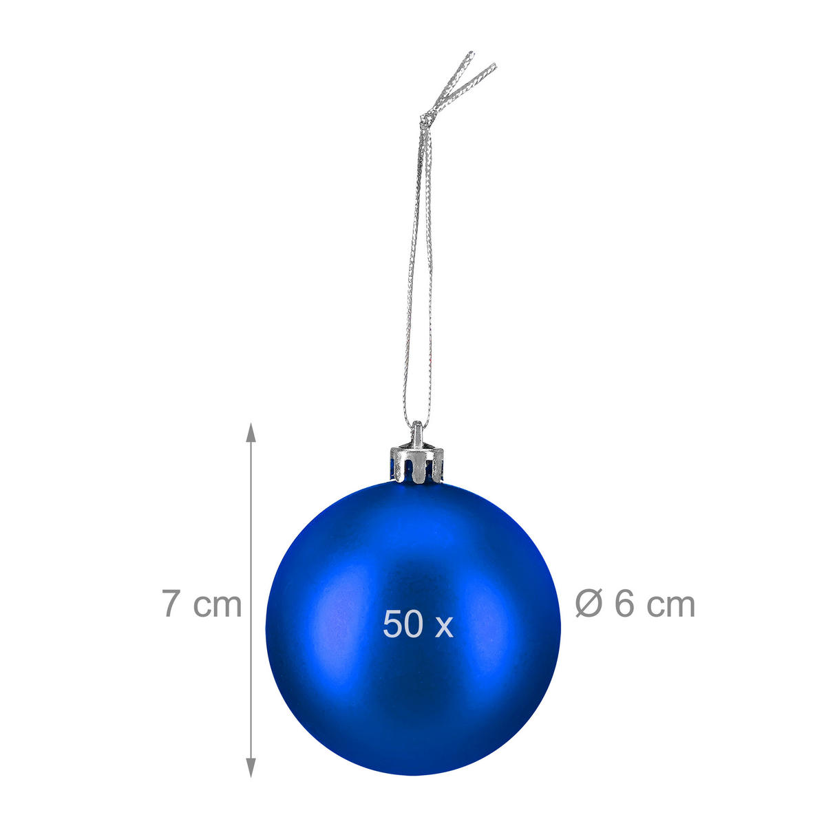 50XWEIHNACHTSKUGELN - Blau, Kunststoff (6/7/6cm) - Relaxdays