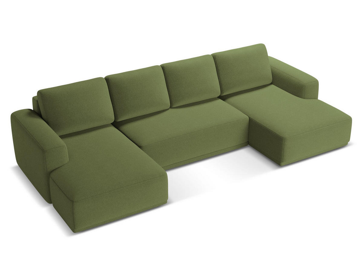 WOHNLANDSCHAFT Chenille Stoff Grün - Dunkelgrün/Schwarz, Kunststoff/Textil (333/91/160cm) - Makamii
