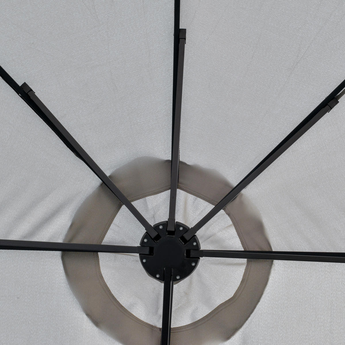 DOPPELSONNENSCHIRM Oval Hellgrau+Schwarz - Schwarz, Kunststoff (265/450cm) - Outsunny