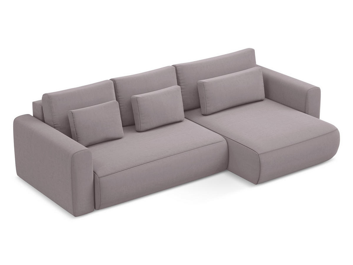 ECKSOFA mit Schlaffunktion Samt Stoff Violett - Lila/Flieder, Kunststoff/Textil (278/149cm) - Makamii