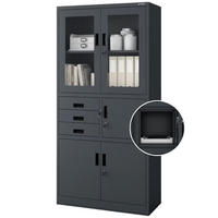 VITRINENSCHRANK abschließbar GEDO mit Tresor 185x90x40cm Anthrazit - Anthrazit, Metall (90/185/40cm) - DELUKE