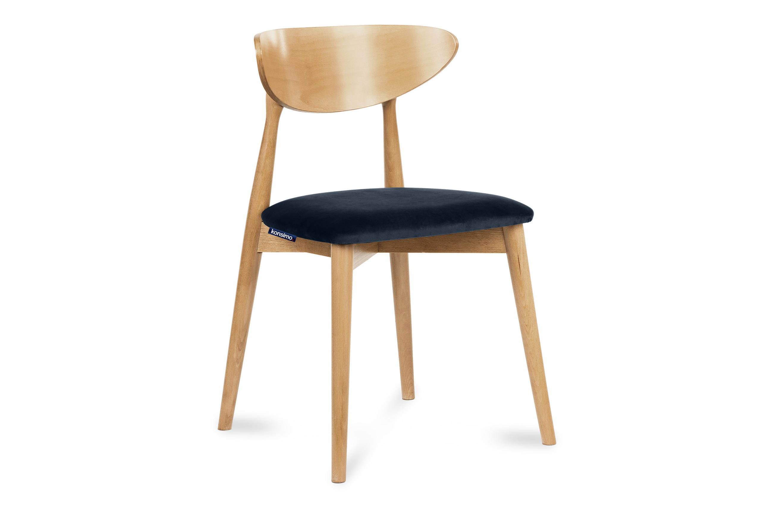 ESSZIMMERSTÜHLE RABI (2er-Set), marineblau / Eiche hell - Blau/Eichefarben, Holz/Buchenholz (47/79/45cm) - KONSIMO®