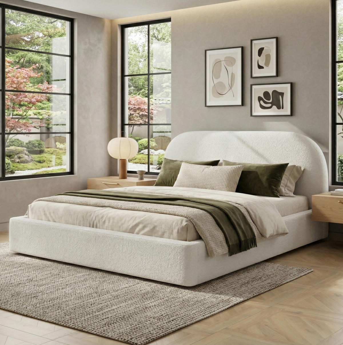 POLSTERBETT 180/200 cm mit Lattenrost, gepolstertem Kopfteil und abnehmbaren Bezügen, Beige - Beige, Textil (180/200cm) - Redom
