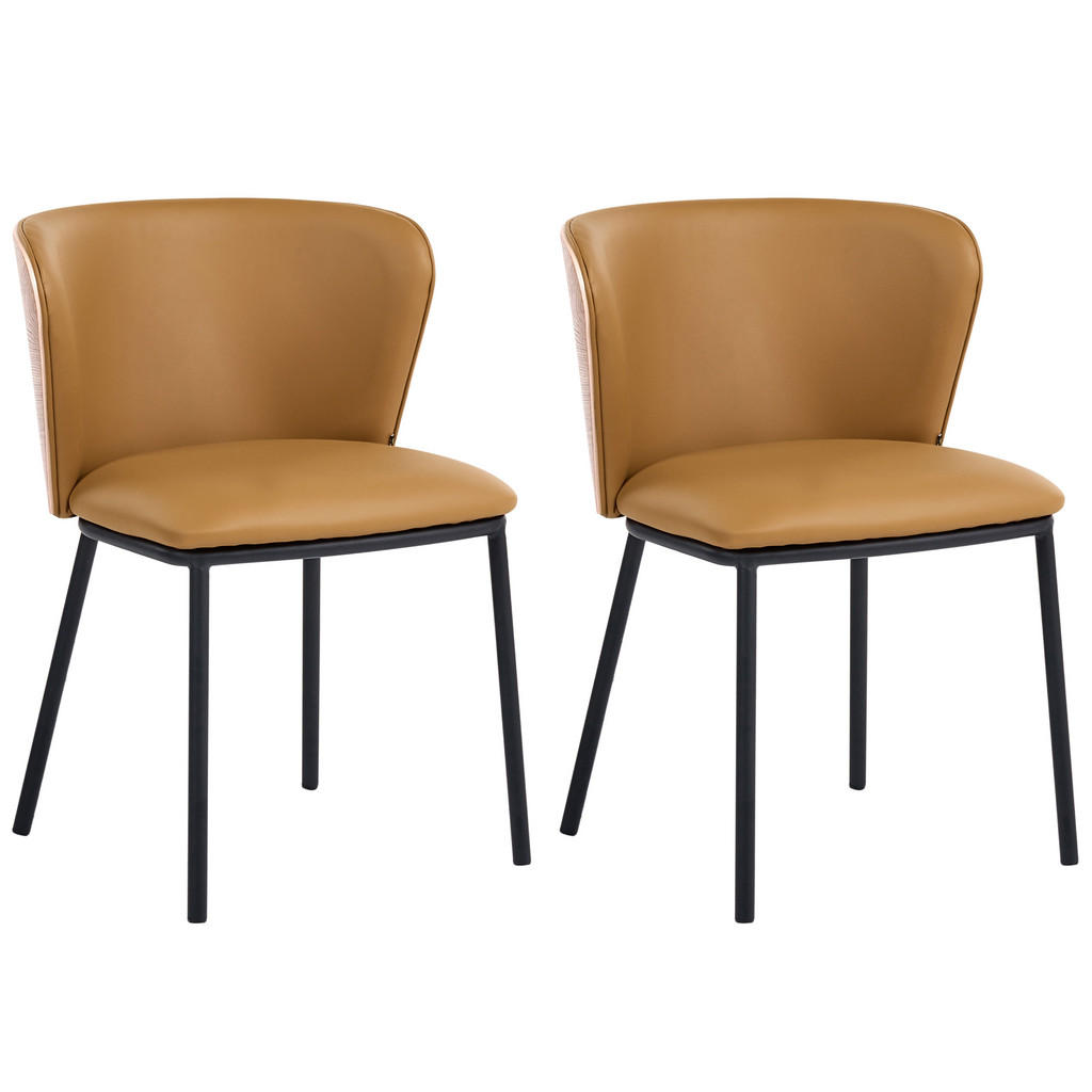 SCAUN DE BUCĂTĂRIE set de 2 piele ecologică maro Hoskin