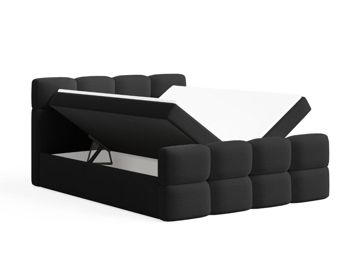 BOXBETT Rivon 160x200 Bouclé-Stoff Schwarz - Schwarz, Holz/Textil (160/200cm) - Graingold