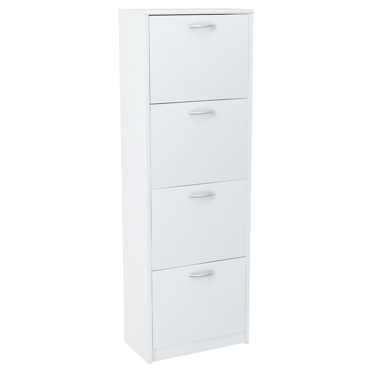 SCHUHSCHRANK mit 4 Fächern in Weiß - Weiß, Holzwerkstoff (50/152/28cm) - Home Collective
