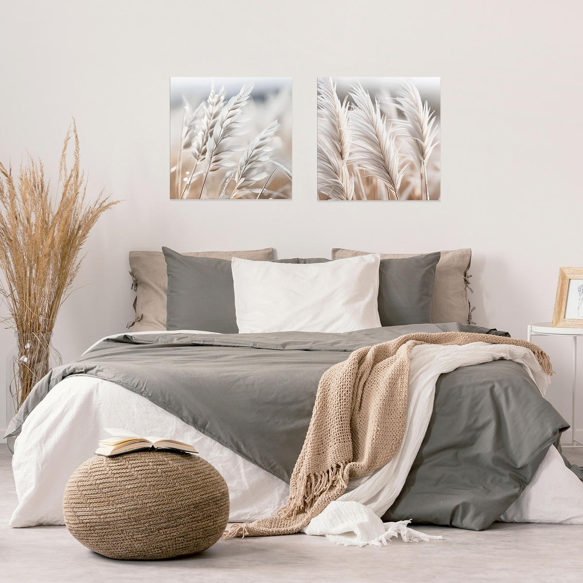 GLASBILD 50x50 cm Natur Gräser - Beige, Glas (50/50cm) - artissimo