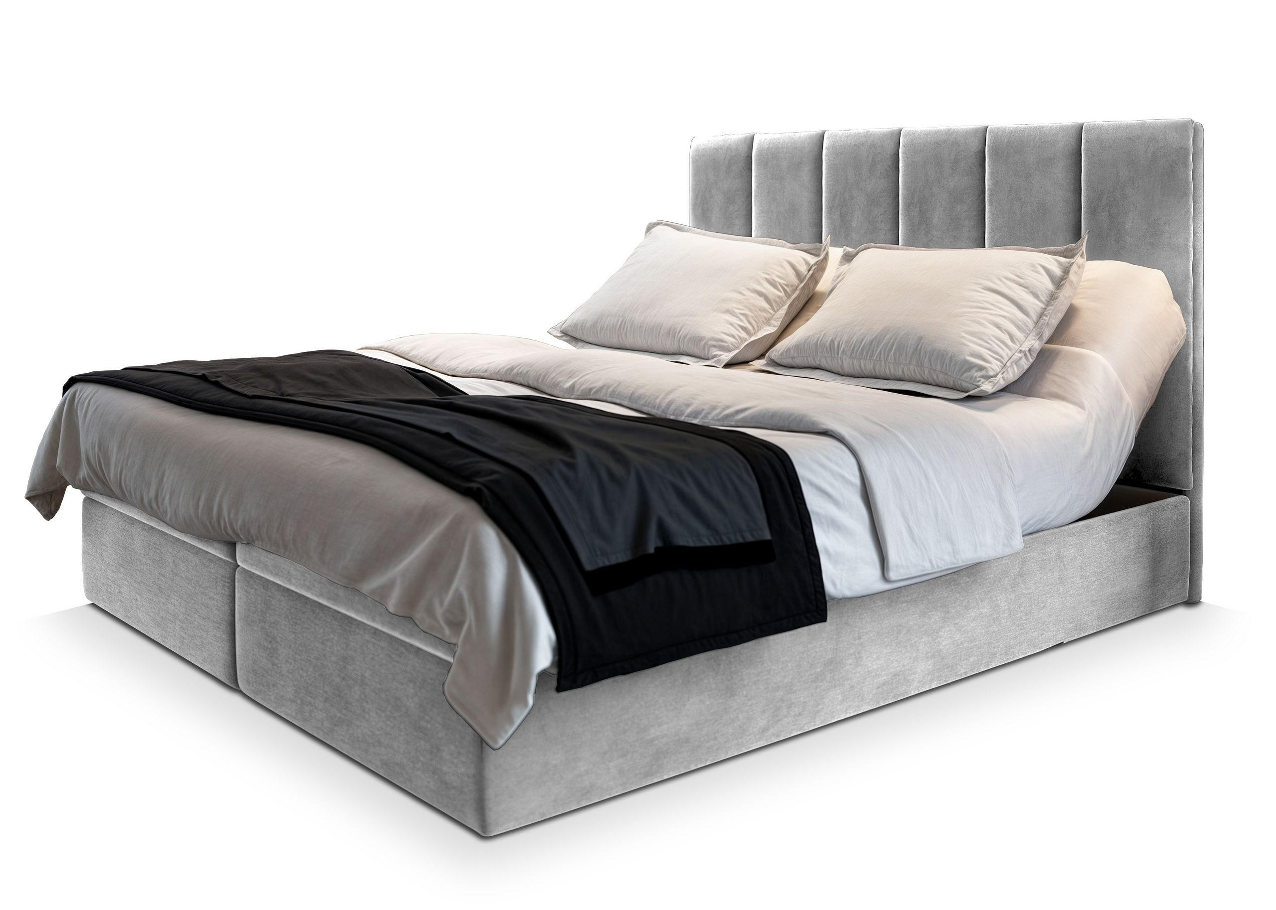 BOXBETT BARINO 140x200 cm mit Matratze und Topper - Hellgrau - Hellgrau, Holz (140/200cm) - MASSENO