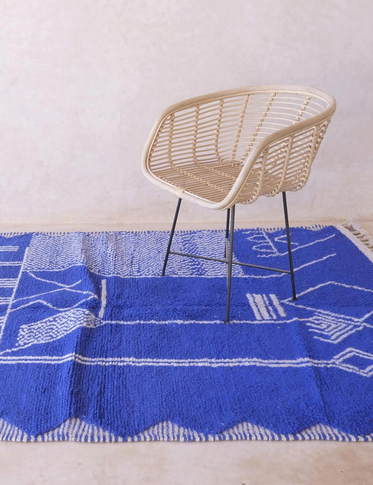 BERBERTEPPICH grafischer Stil aus reiner Wolle 200x 300 cm - Blau, Naturmaterialien (200/300cm) - AFK Living