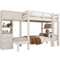 ETAGENBETT 90/200 cm Weiß mit Schrank, Regal und Schubladen - Weiß, Metall (90/200cm) - Flora Grace