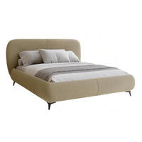 POLSTERBETT ELLE mit Kopfteil, 180 x 200 cm, Doppelbett mit Bettkasten und Lattenrost aus Holz, Bouclé-Stoff, Frabe: Hellbraun - Hellbraun, Holz/Kunststoff (180/200cm) - Sepro Meble