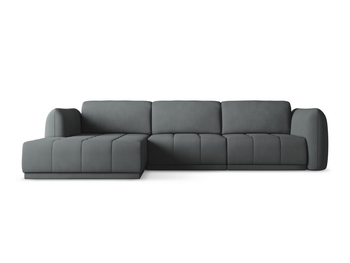 ECKSOFA Links Chenille Stoff Grau - Schwarz/Graphitfarben, Kunststoff/Textil (170/290cm) - Makamii