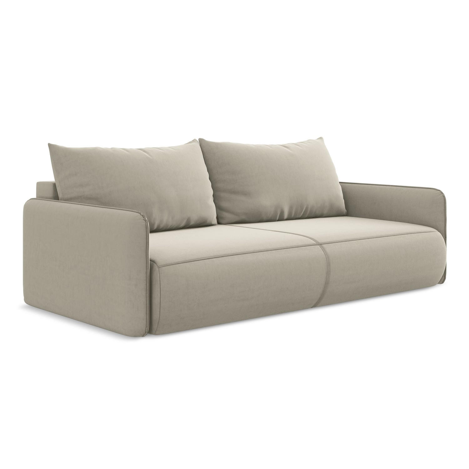 3-SITZER SOFA mit Schlaffunktion Samt Stoff Creme - Perlmutt/Creme, Kunststoff/Textil (216/86/105cm) - LaMiaSofa