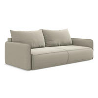 3-SITZER SOFA mit Schlaffunktion Samt Stoff Creme - Perlmutt/Creme, Kunststoff/Textil (216/86/105cm) - LaMiaSofa