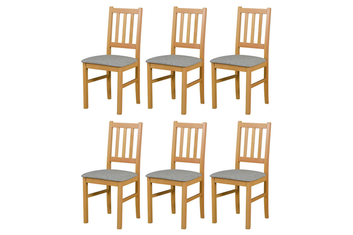 STUHL Bos 4 (6er Set) - Beige, Holz (43/94/40cm) - Leaf Design