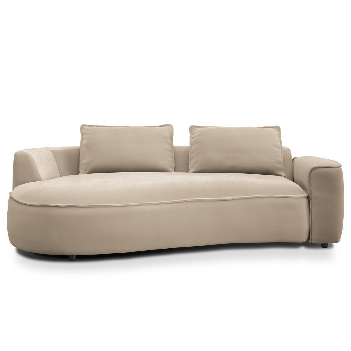 2,5-SITZER SOFA - Beige/Schwarz, Kunststoff/Textil (217/82/146cm) - home24