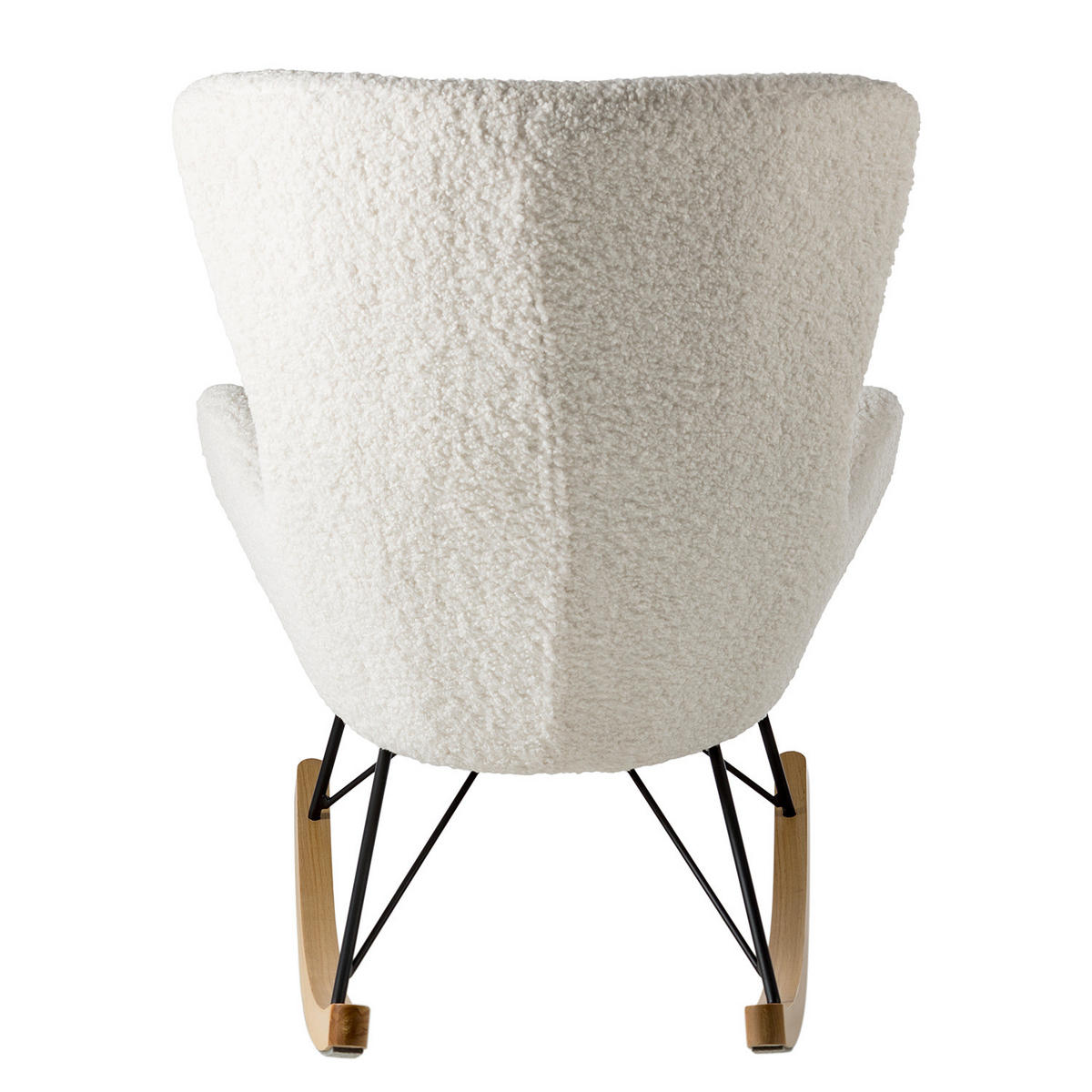 SCHAUKELSTUHL - Teddystoff - Hellbraun/Weiß, Holz/Textil (76/103/100cm) - home24