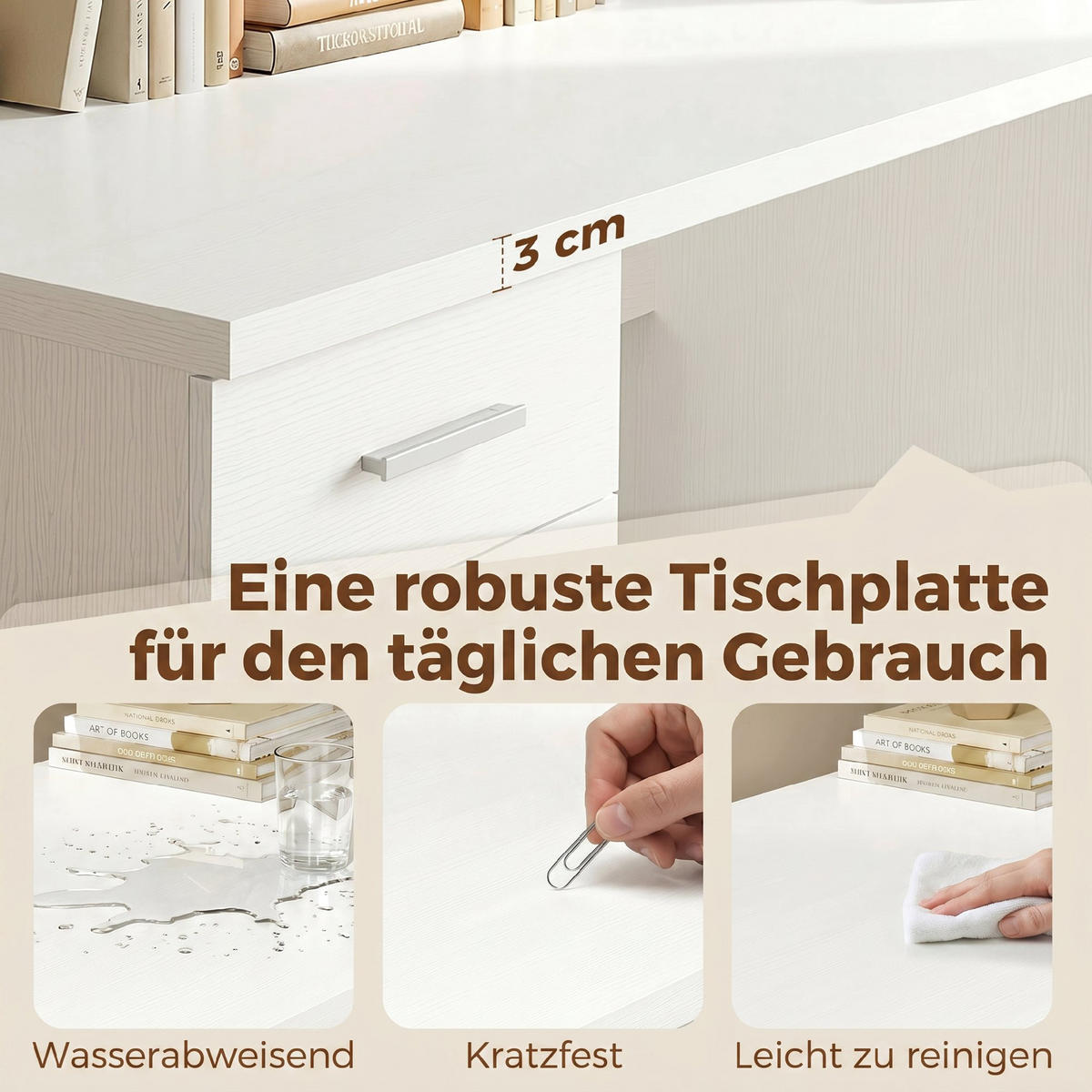 COMPUTERTISCH MDF Weiß - Silberfarben/Weiß, Holzwerkstoff/Metall (140/48/75cm) - HOMCOM