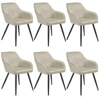ESSZIMMERSTUHL 6er Set Marilyn 58 x 62 x 82 cm creme/schwarz - Creme/Schwarz, Metall (58/82/62cm) - tectake