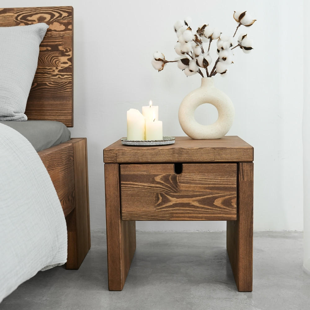 NACHTTISCH aus Massivholz MARIKA 4 - Dunkelbraun, Holz (40/40/40cm) - Seart