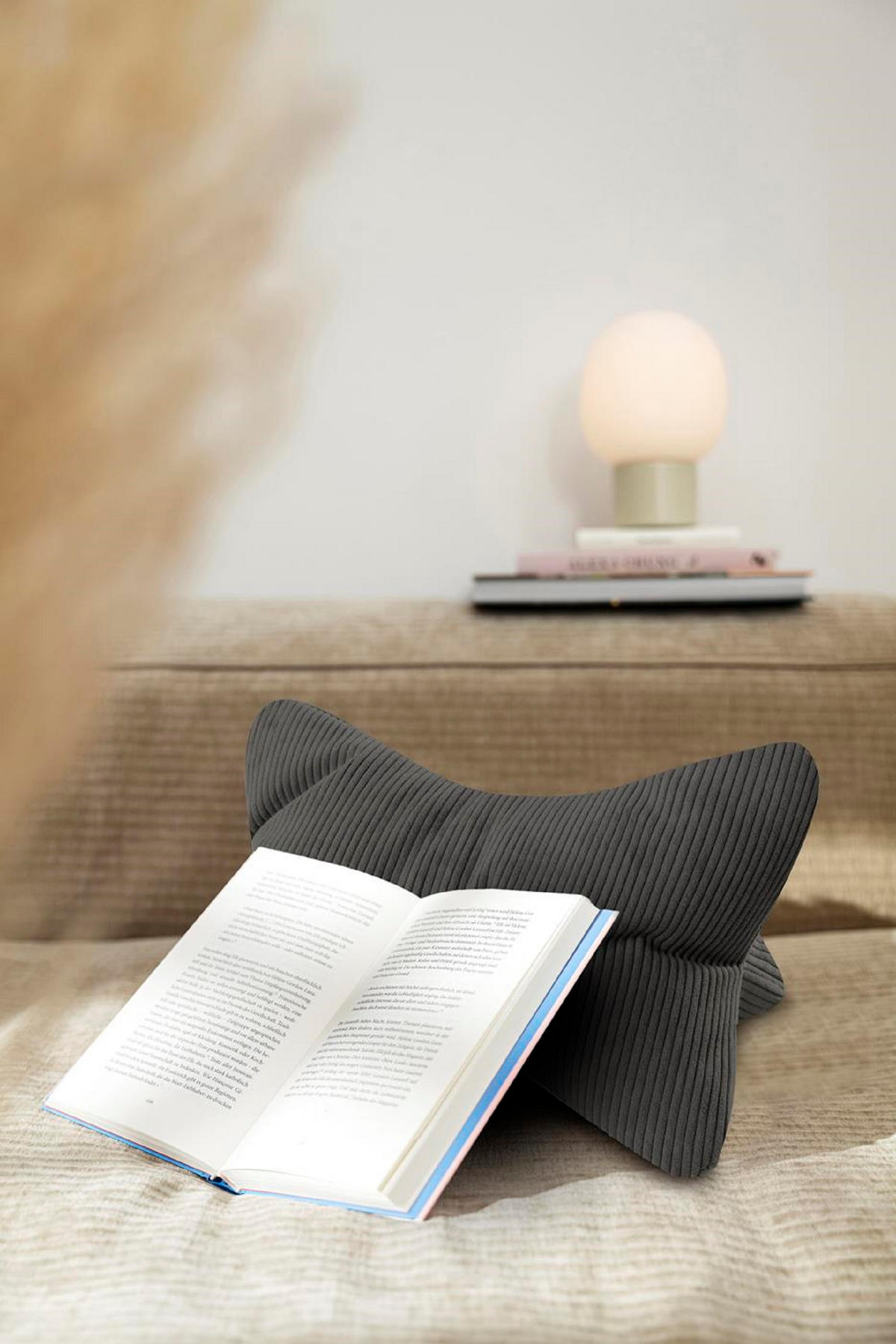 KISSEN Leseknochen Inga anthrazit - Anthrazit, Textil (22/42cm) - Magma Heimtexx