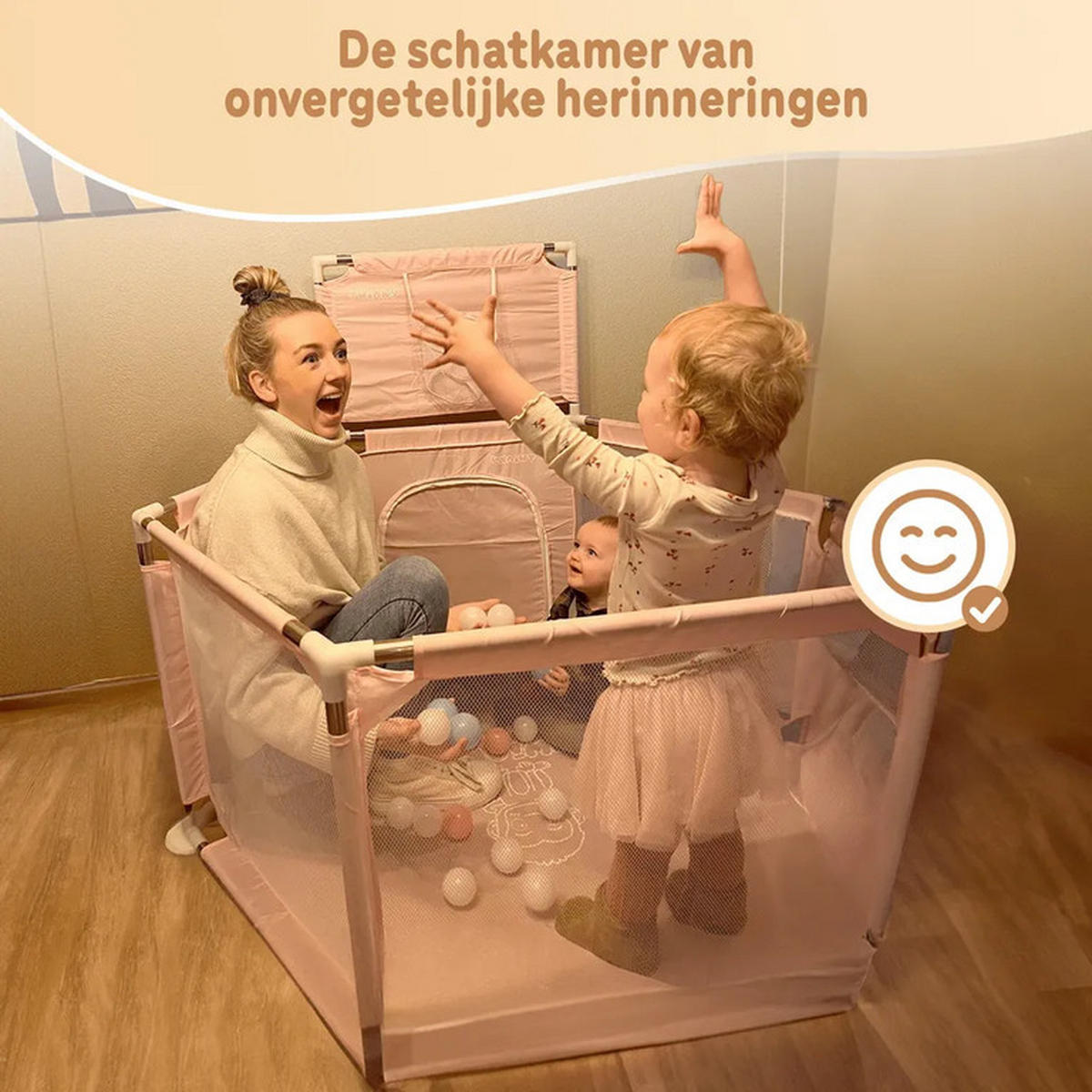 LAUFSTALL mit 50x Ozeanbällen Krabbellaufstall für Babys Rosa - Pink, Kunststoff (130/130cm) - Twinky