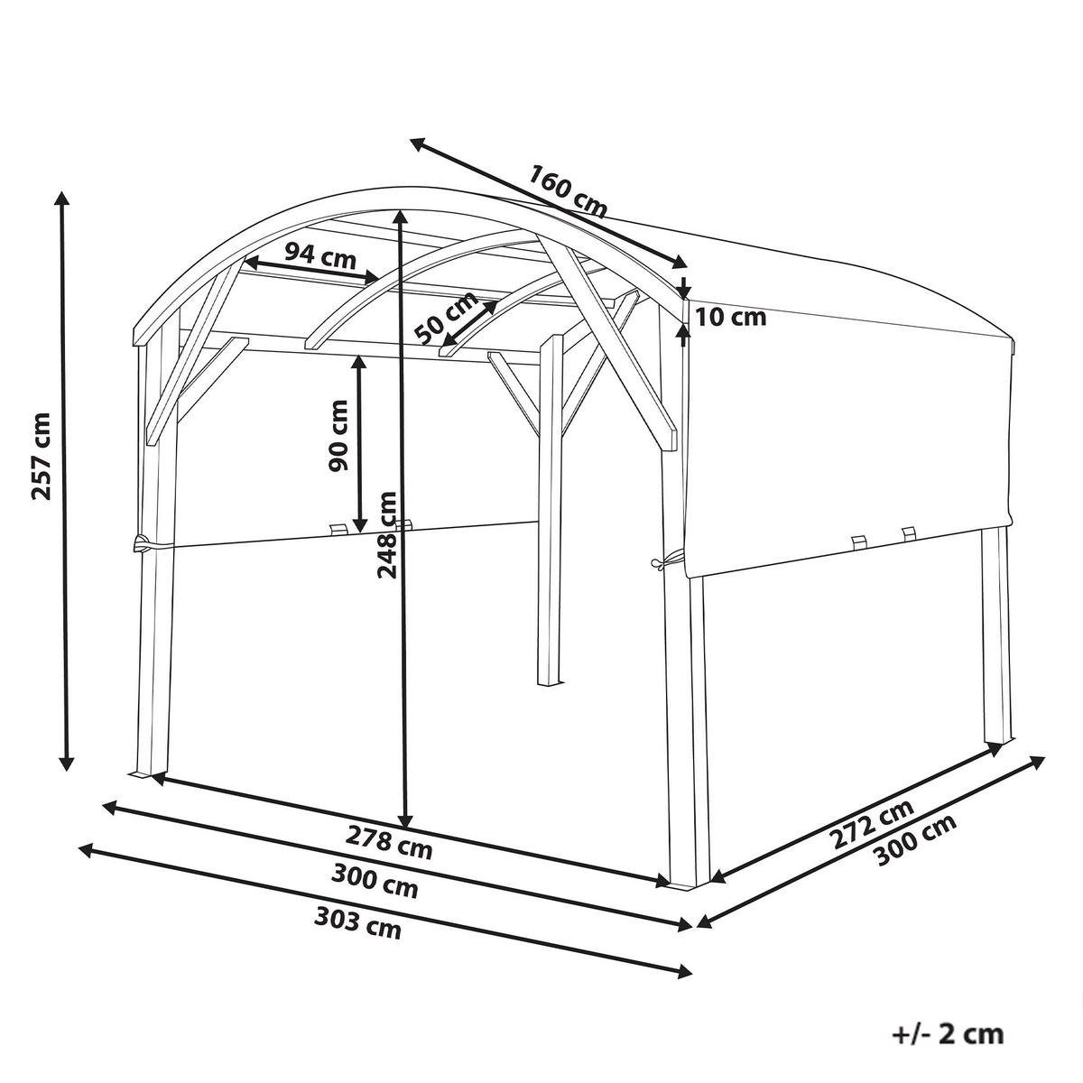 ZAHRADNÍ PAVILON Jedlové dřevo 303/300 cm Hnědý/Béžový Scopello - bílá/krémová, dřevo (303/257/300cm) - Beliani