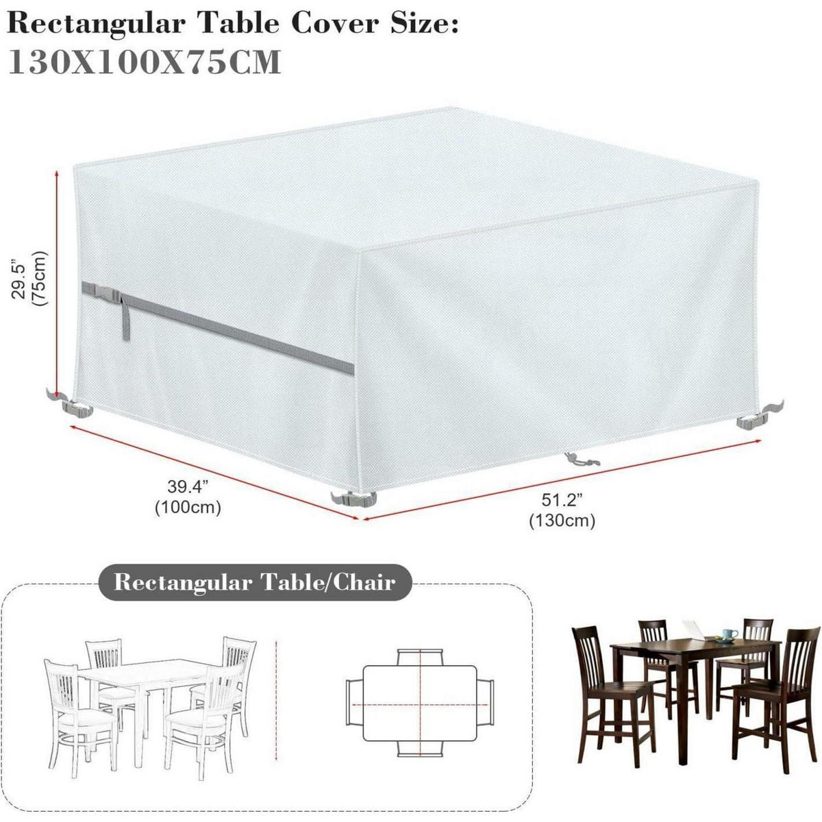 ABDECKUNG Gartenmöbel 130 x 100 x 75 cm Wasserdicht 420D Oxford - Weiß, Textil (1/1/1cm)