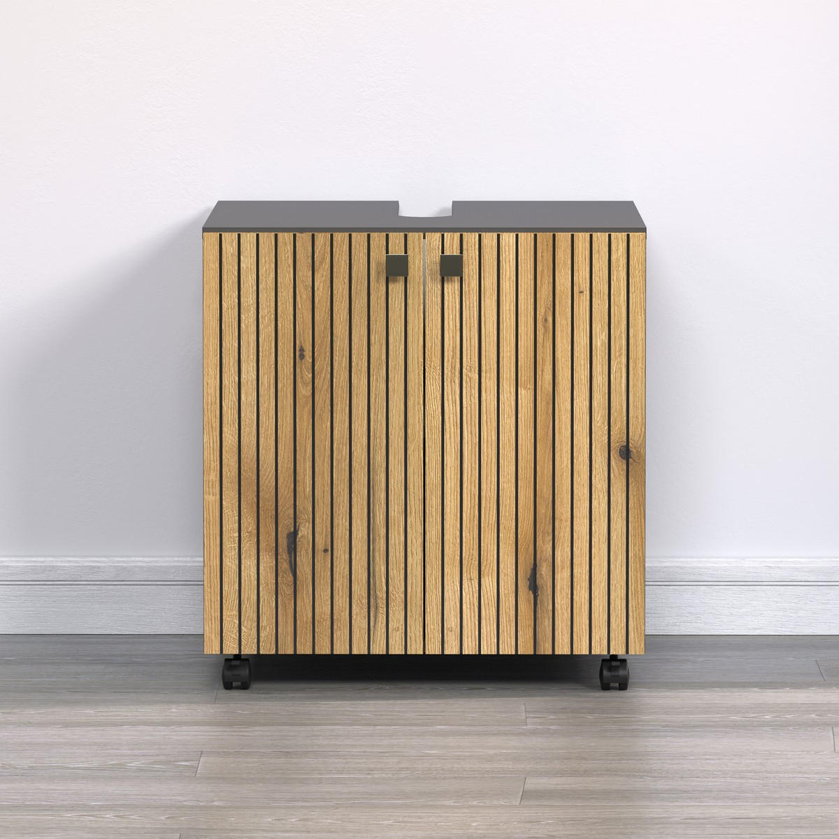 WASCHBECKENUNTERSCHRANK PureBliss Eiche Dekor - Eichefarben/Grau, Holzwerkstoff (60/64/42cm) - Trendteam