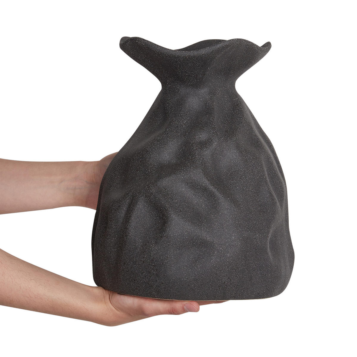 BLUMENVASE Steinzeug schwarz Coontail - Schwarz, Stein (31cm) - Beliani