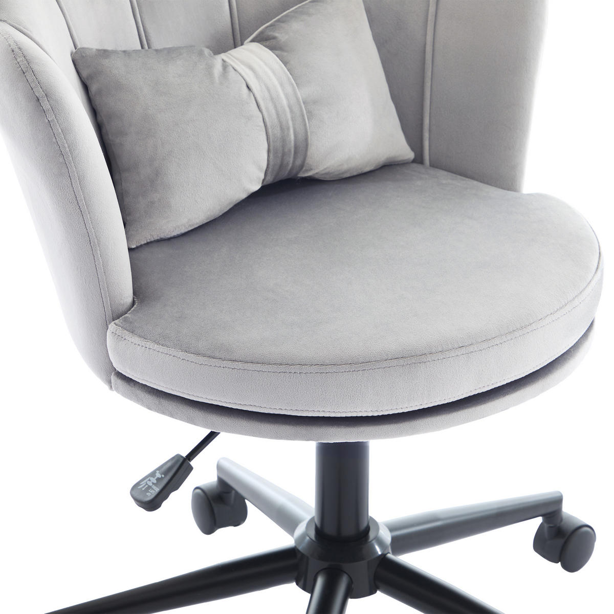 DREHSTUHL Samt Grau höhenverstellbar und drehbar - Grau, Holzwerkstoff/Kunststoff (55/73/62cm) - WISHDOR