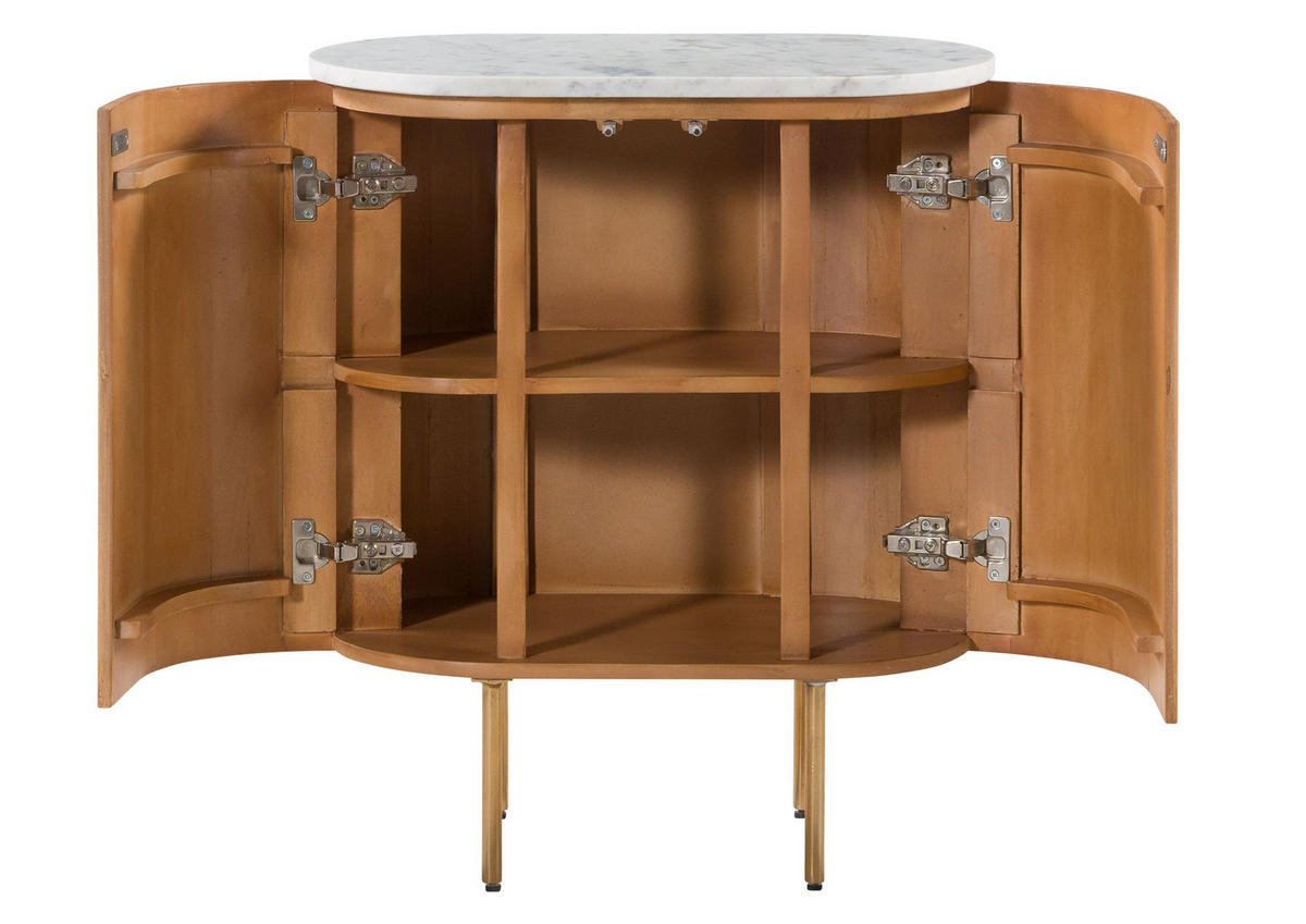 KOMMODE Mango 65x38x76 natur lackiert / Marmor weiß BARCELONA #515 - Naturfarben, Holz (65/76/38cm) - Massivmoebel24