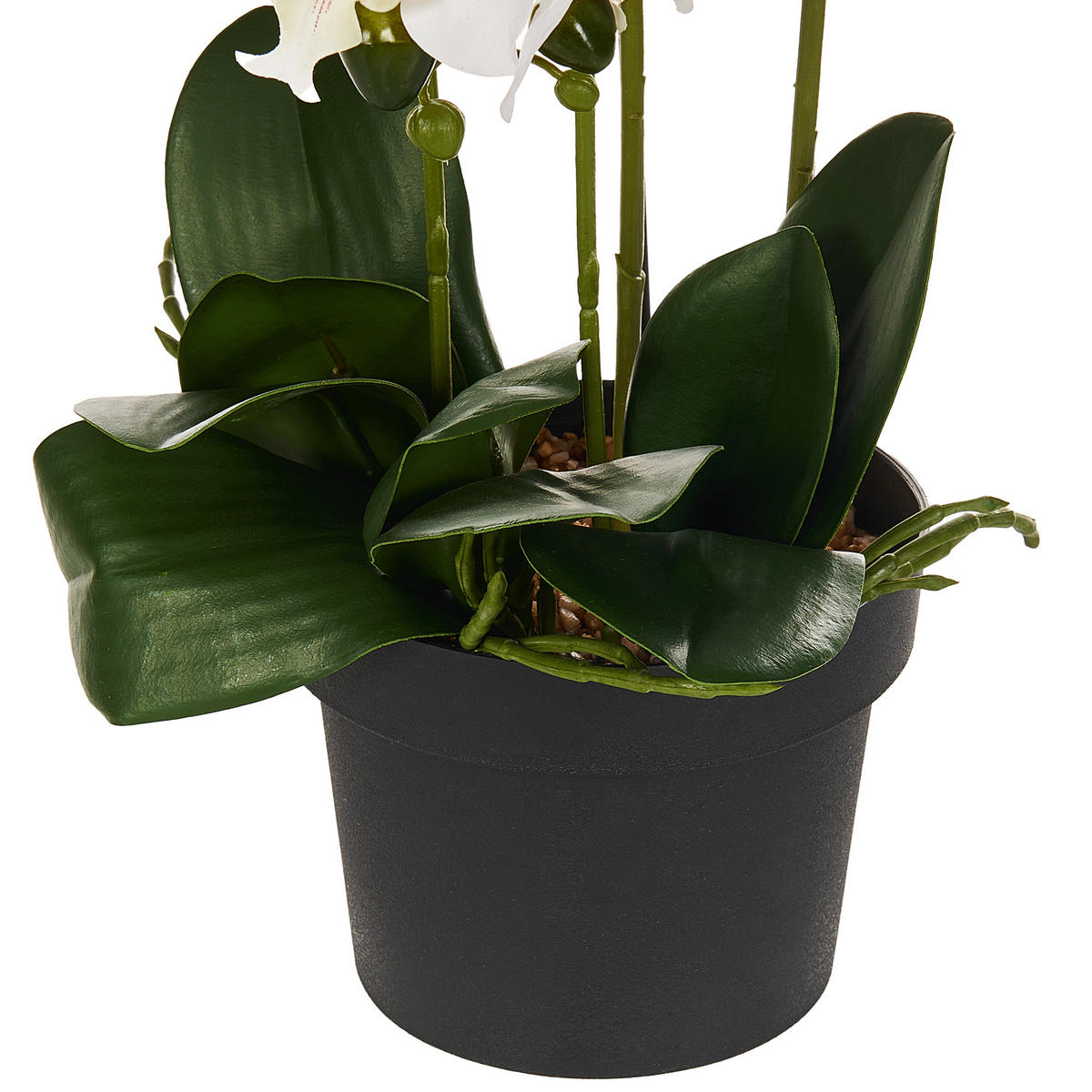 KUNSTPFLANZE im Blumentopf 65 cm Weiß Orchid - Weiß/Grün, Kunststoff (65cm) - Beliani