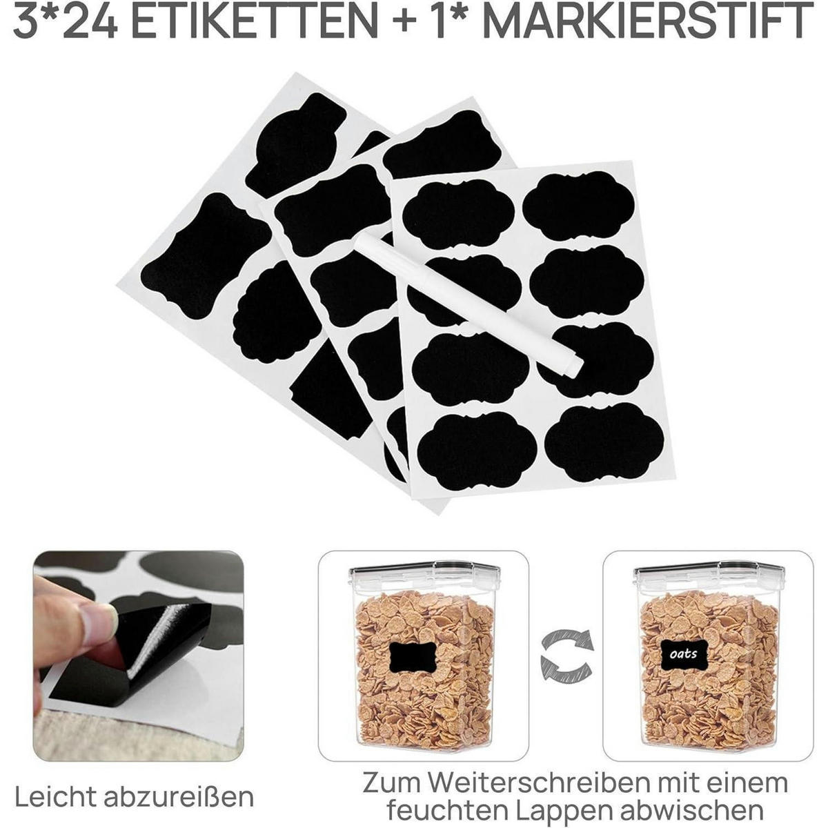 VORRATSDOSEN-SET 11-teilig Luftdicht BPA-frei Stapelbar - Multicolor, Kunststoff (19.5/37.3/16.5cm)
