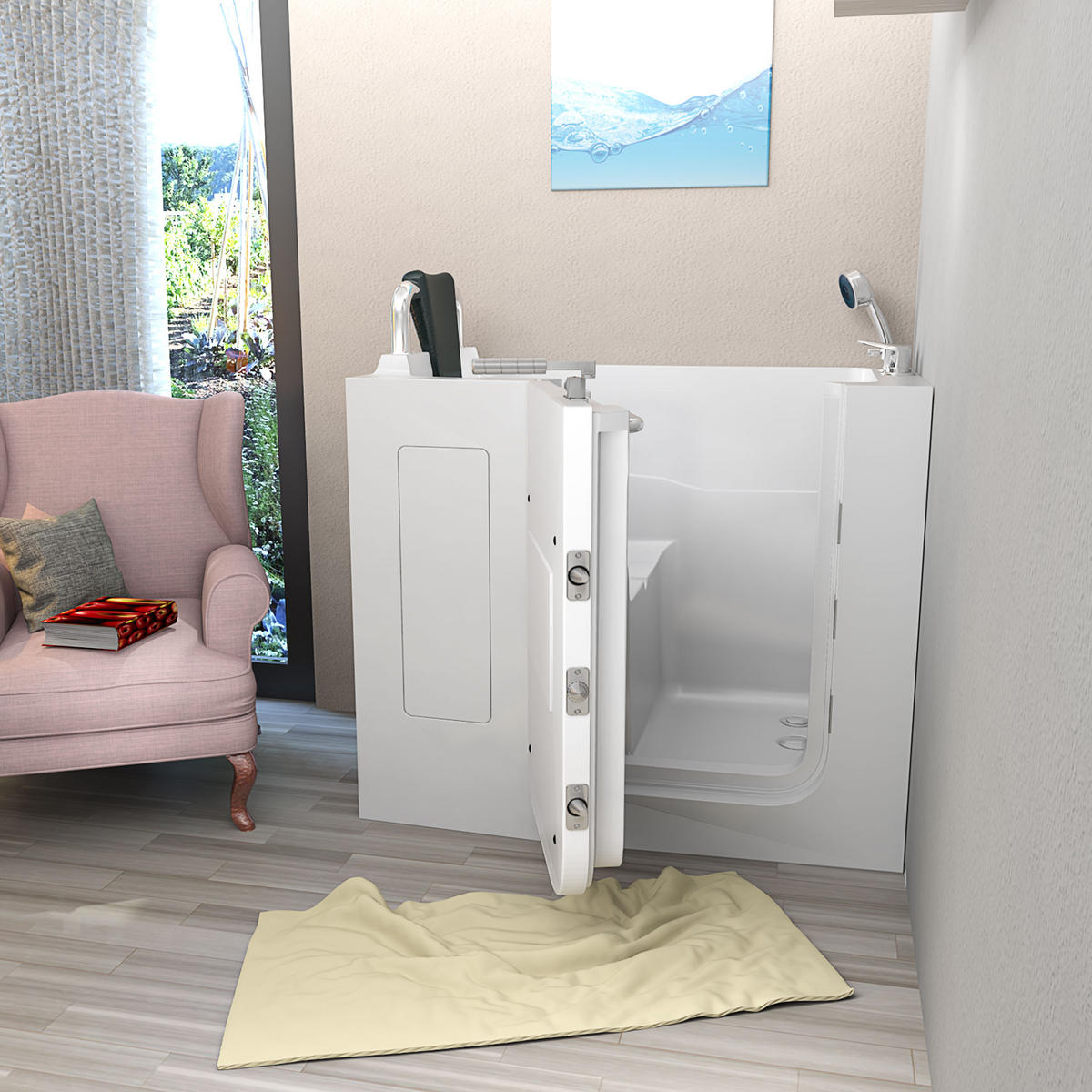 SENIORENWANNE S08-C-L Weiß - Weiß, Glas/Kunststoff (110/114/68cm) - AcquaVapore by Sandra Jentho