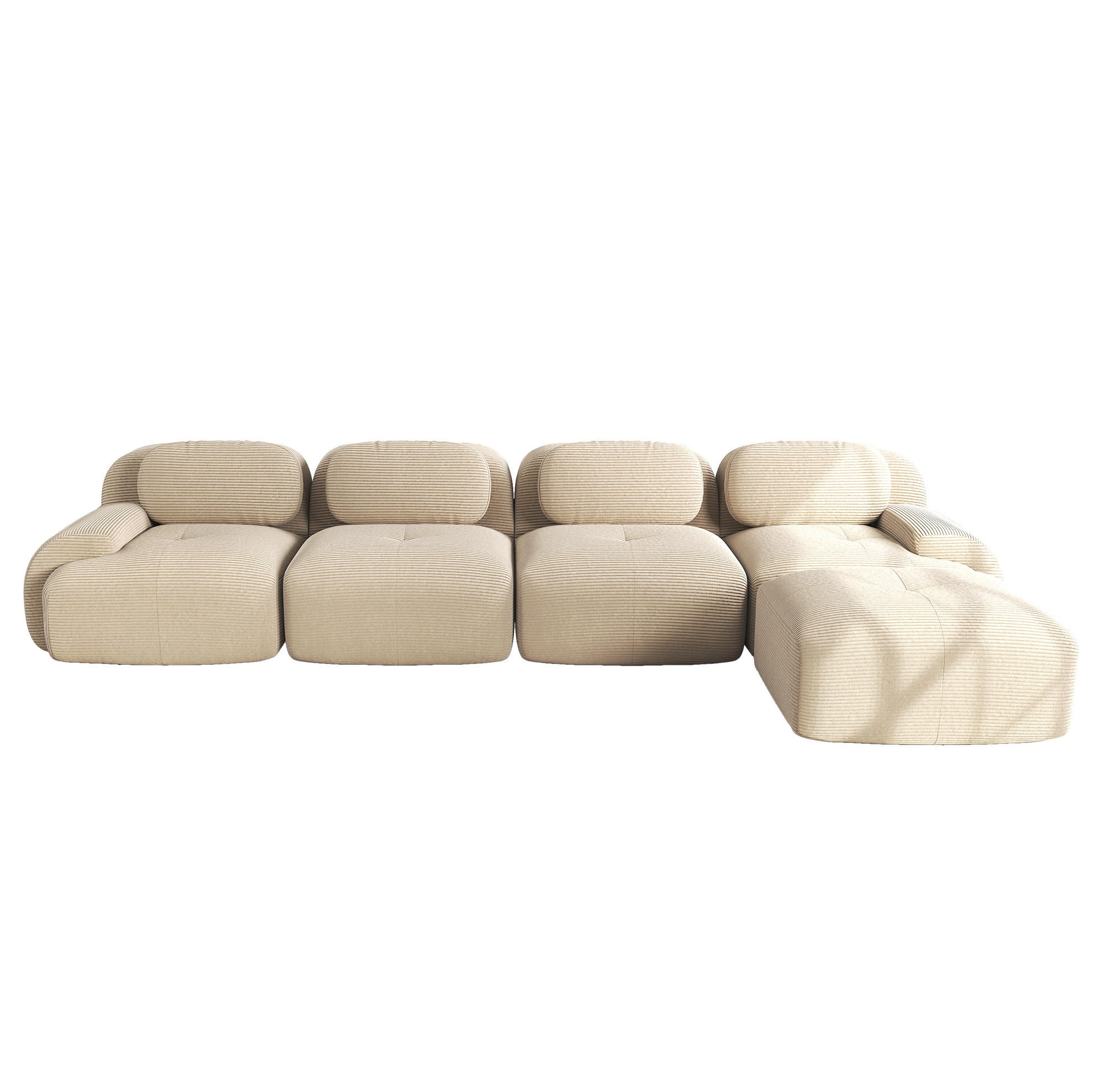 ECKSOFA 388/178/75 cm beige aus Cordstoff modular und rahmenlos mit Chaiselongue - Beige, Textil (178/388cm) - OKWISH