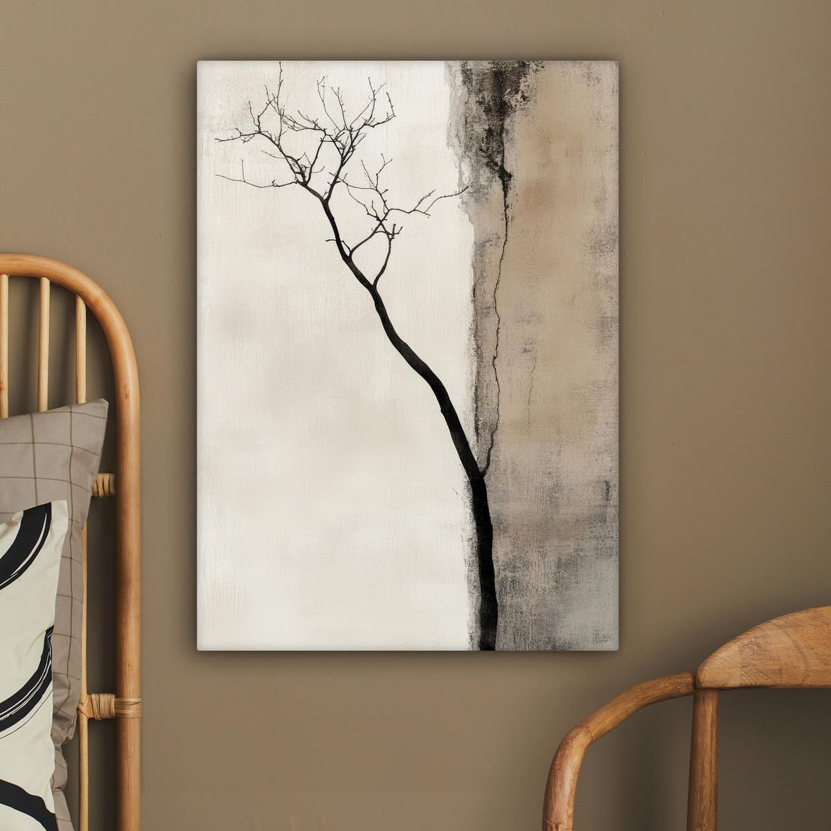 LEINWANDBILD Wabi sabi - Pflanze - Beige 60x80 cm - Taupe, Textil (60/80cm) - MuchoWow