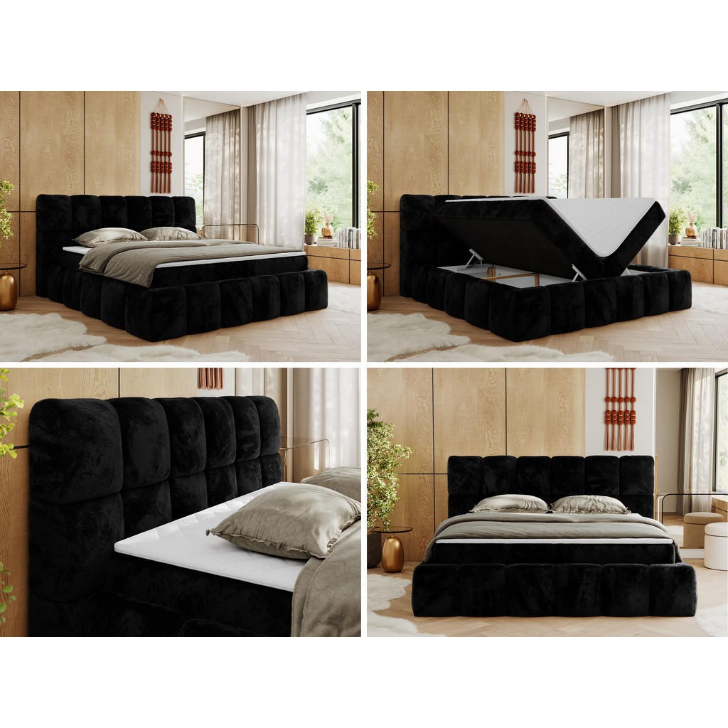 Thumbnail - MKS Boxbett, Schwarz, Textil, 2-Sitzer, H4, 7-Zonen, Rechteckig, 120x200 cm, Oeko-Tex®, Schlafzimmer, Betten, Boxspringb...