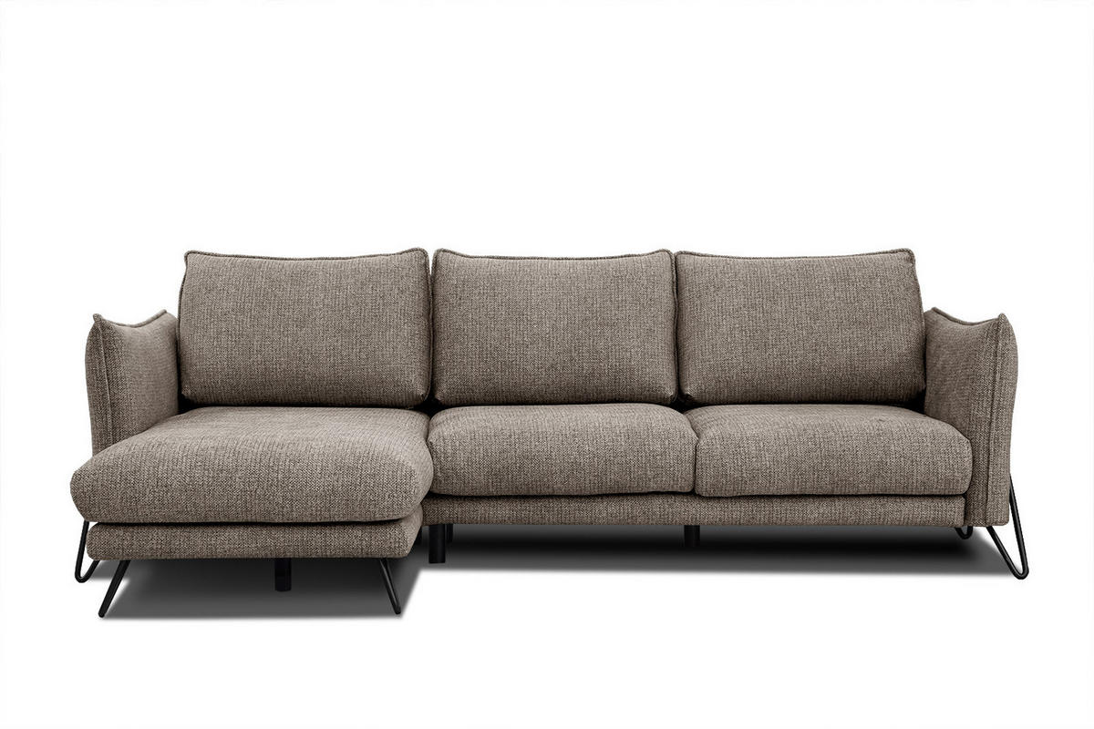ECKSOFA HOSTEN 4-Sitzer, taupe - Taupe/Schwarz, Holzwerkstoff/Textil (158/269cm) - Courtois Laville