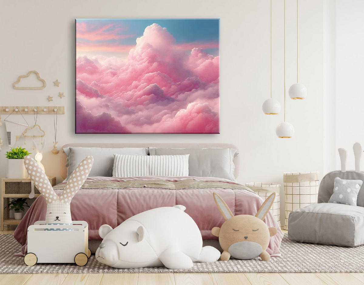 WANDBILD rosa wolken - Pink, Textil (60/40cm) - Feeby