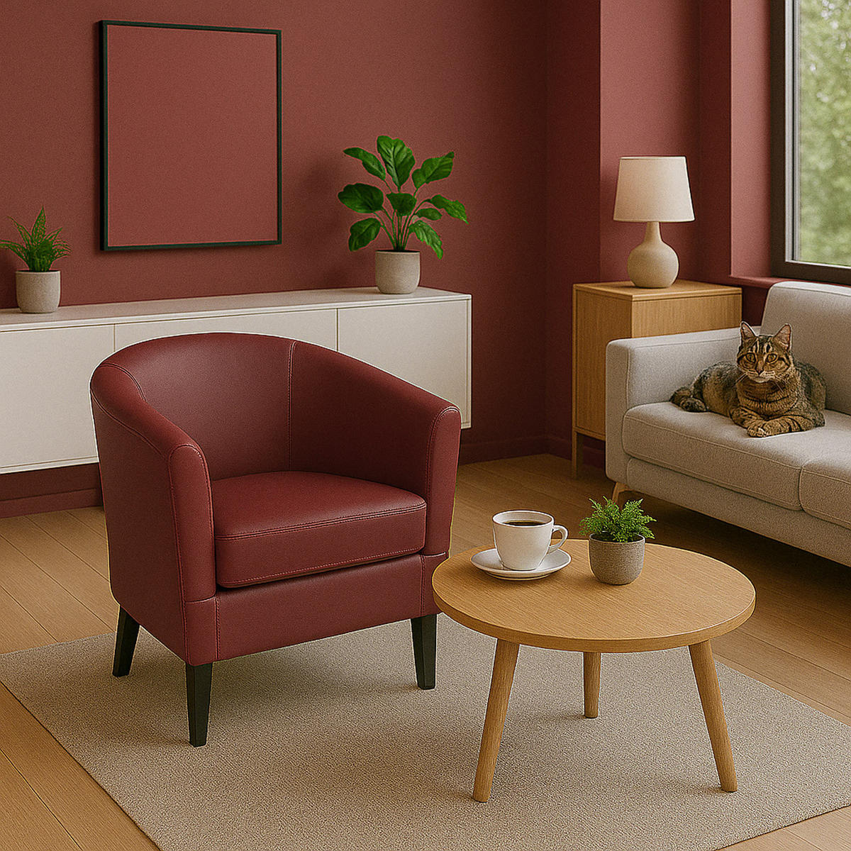 LOUNGE-SESSEL Bordeaux - Bordeaux, Textil (72/72/60cm) - MCW