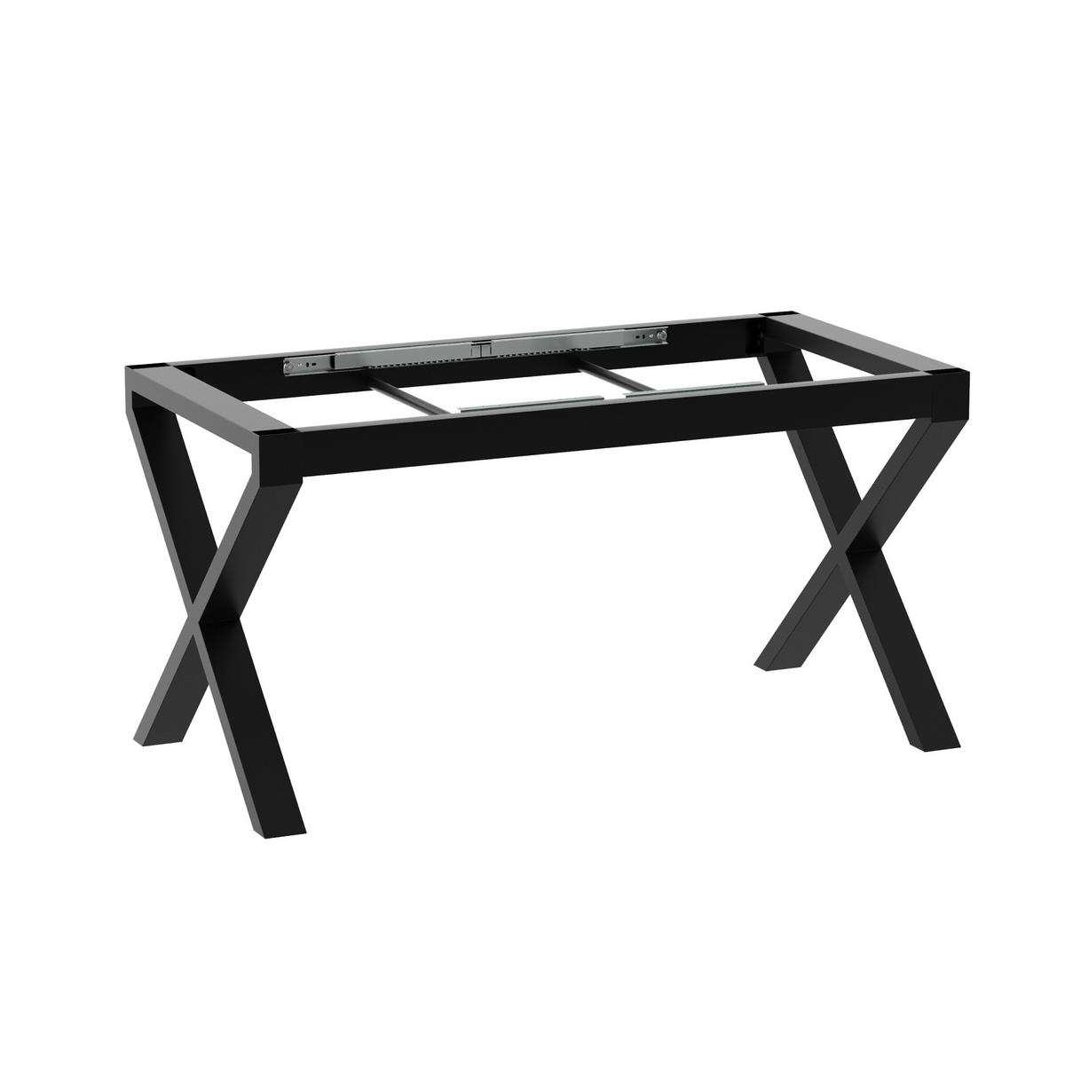 TISCHBEINE Belaga Split Metall Schwarz 72cm Ausziehbarer - Schwarz, Metall (70/72/140cm) - Metalo Pro