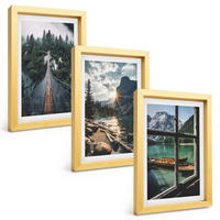 BILDER SET 3er Set - 20x30 cm Goldrahmen - Brücke, Wald, See, Boote, Berge - Goldfarben, Kunststoff (20/30cm) - TULUP